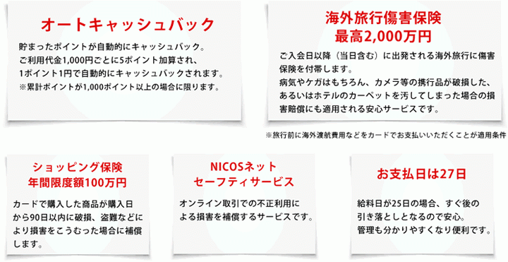MUFG VIASOカードの主なサービス