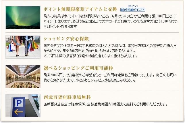 ゴールドカード セゾン(VISA)の主なサービス