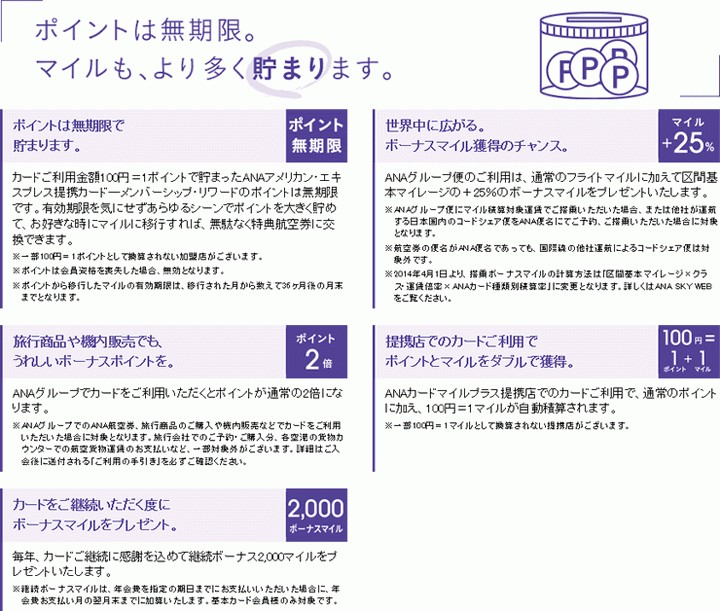 ANAアメリカン・エキスプレス･ゴールド・カードの主なサービス